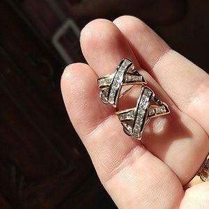 Sterling silver 925 channel set cz x earrings